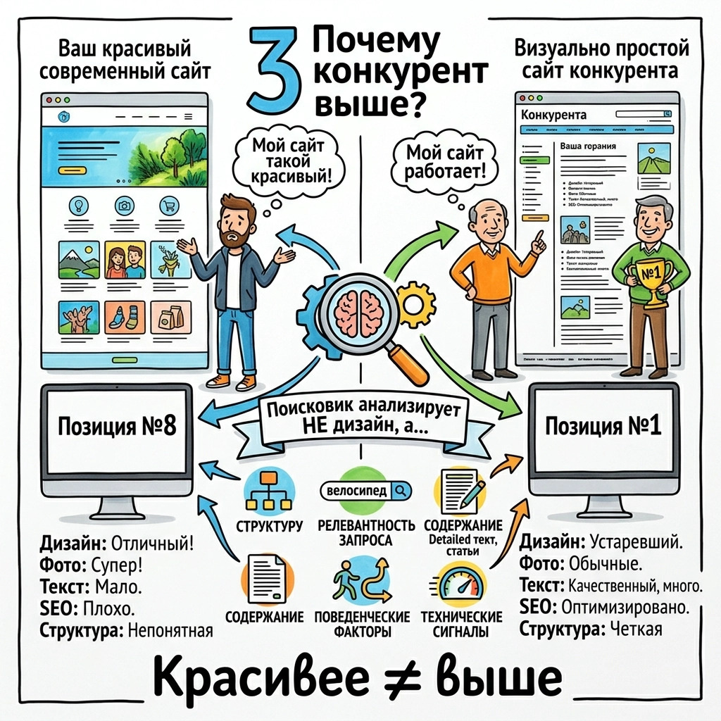 почему конкурент выше?