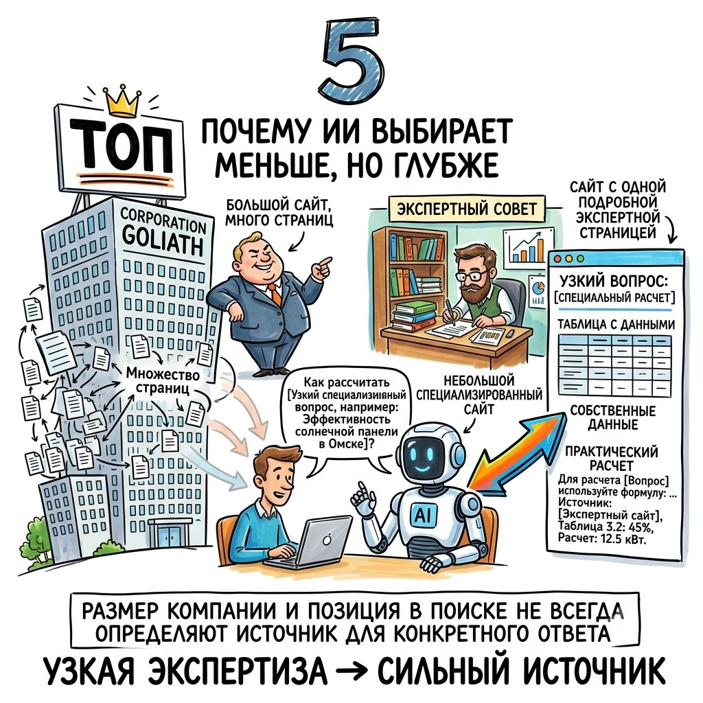 маленький сайт может обойти большого